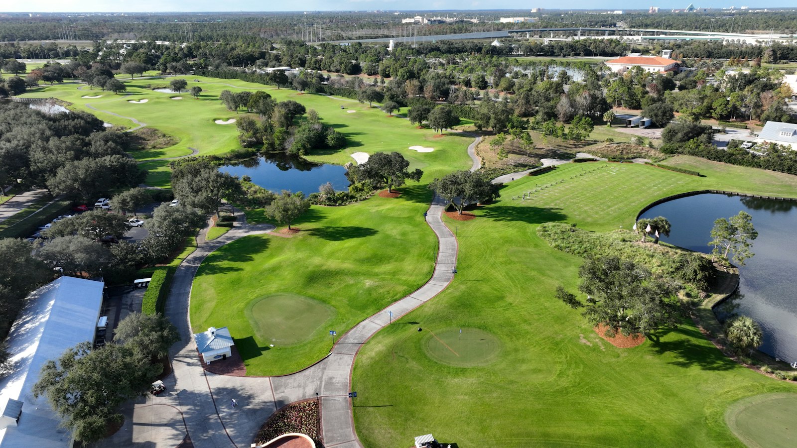Aerial view of a Florida golf course community